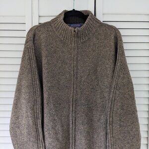 Men's L oatmeal full-zip Pendelton 100% wool sweater